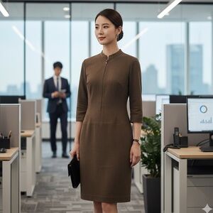 Anthropologie‎ Muse Faux Suede Brown Dress Sz 8 Office career